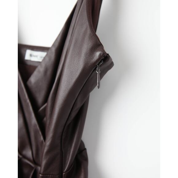 SIMKHAI Carkee Brown Faux Leather Fringe Dress Size 4 - Picture 9 of 9